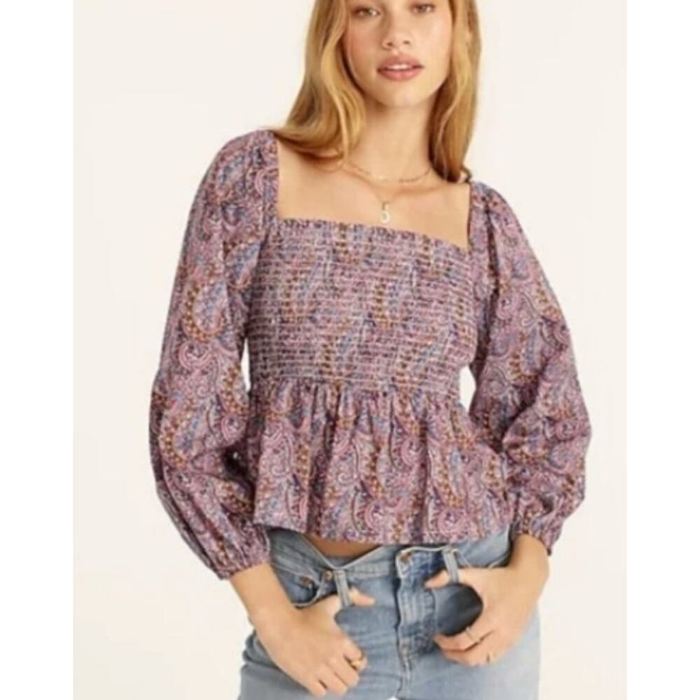 J. Crew Puff-sleeve Smocked Top Liberty® Tropical Prince print Women's